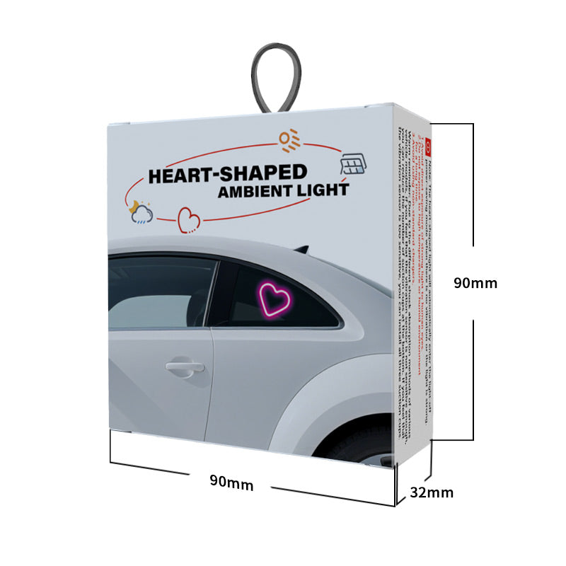 BRAD Automotive Solar Car Interior Heart-shaped LED Atmosphere Lamp Glowing Window Decoration Universal Fit New 12-Month