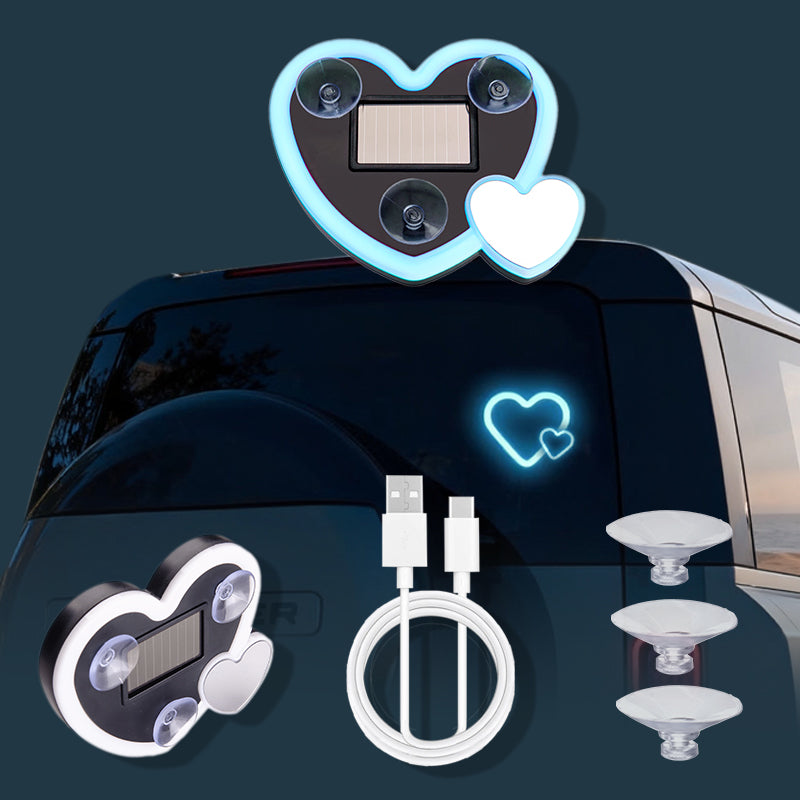 Car Solar-powered Heart-shaped LED Atmosphere Lights for Interior Decoration - Heart-shaped Neon Decorative Lights