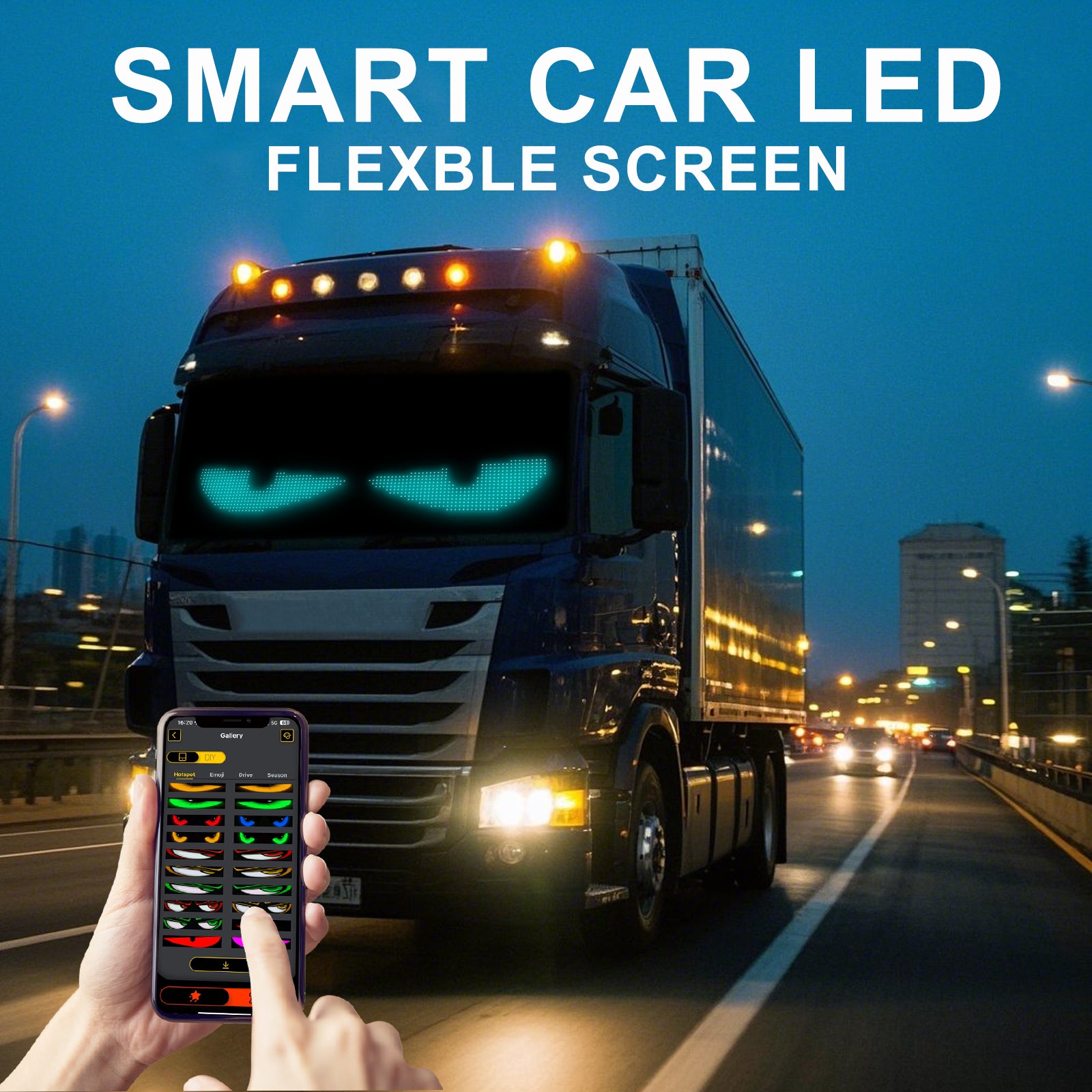 New Car Led Eyes for Cars Matrix Pixel Panel Car Display Scrolling LED RGB Remote APP Control Flexible Pattern Devil Eyes Light