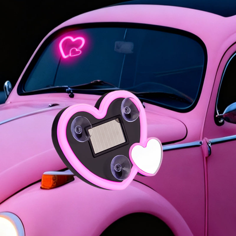 Car Solar-powered Heart-shaped LED Atmosphere Lights for Interior Decoration - Heart-shaped Neon Decorative Lights