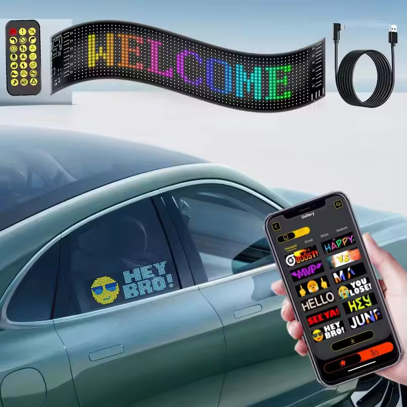 New Car Led Eyes for Cars Matrix Pixel Panel Car Display Scrolling LED RGB Remote APP Control Flexible Pattern Devil Eyes Light