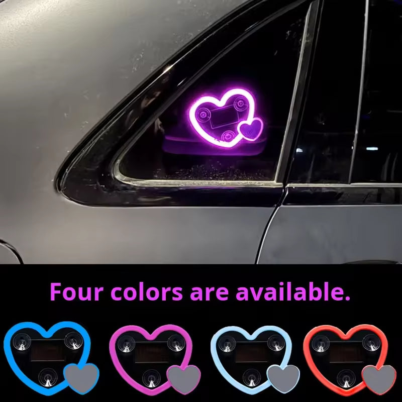 Car Solar-powered Heart-shaped LED Atmosphere Lights for Interior Decoration - Heart-shaped Neon Decorative Lights