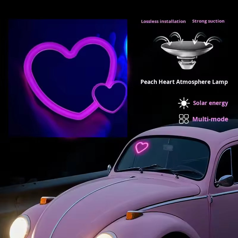Car Solar-powered Heart-shaped LED Atmosphere Lights for Interior Decoration - Heart-shaped Neon Decorative Lights