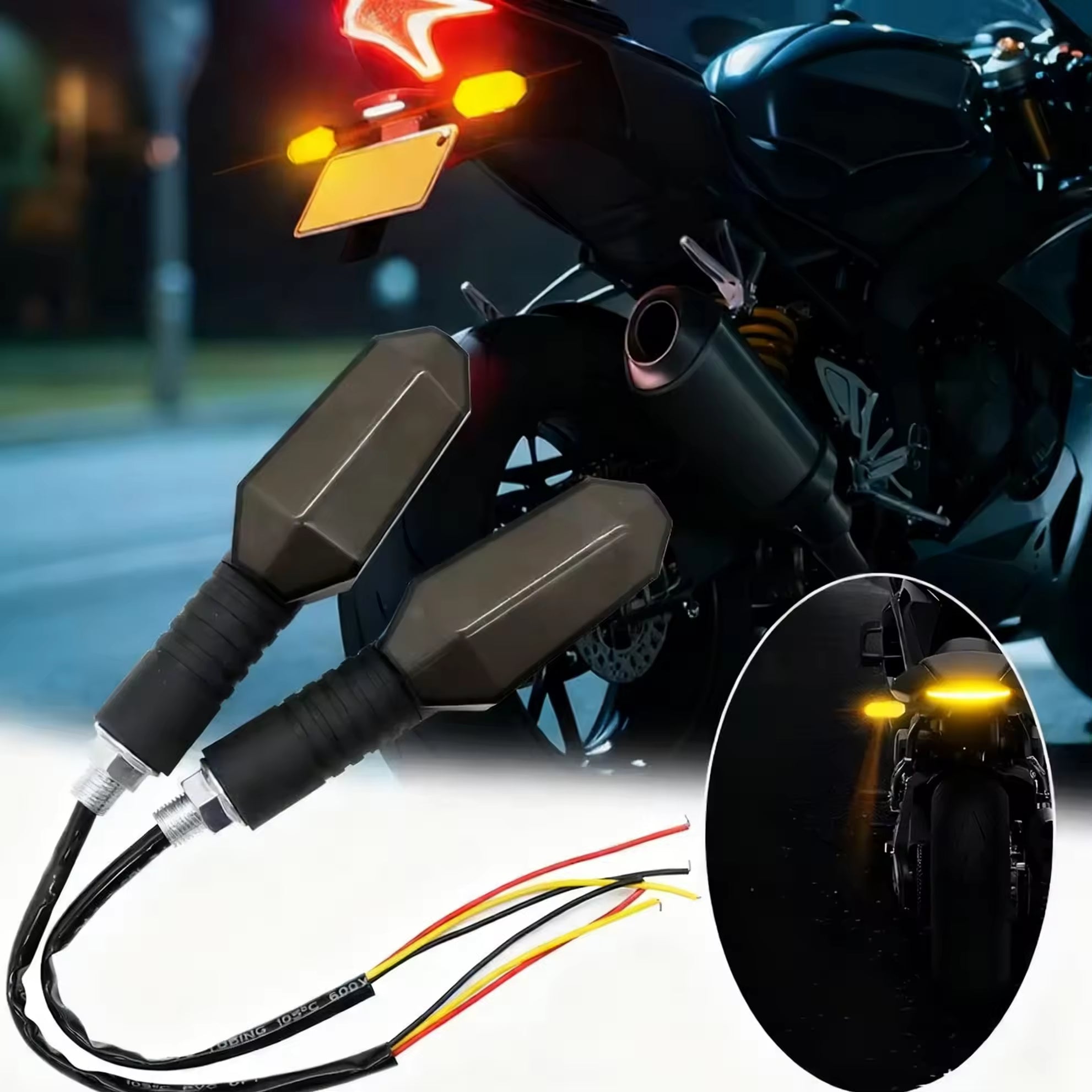 Motorcycle RGB Turn Signal Amber Blink Projector Indicator Lamp Electric Motorcycle Accessories Cornering Signal Tail Light