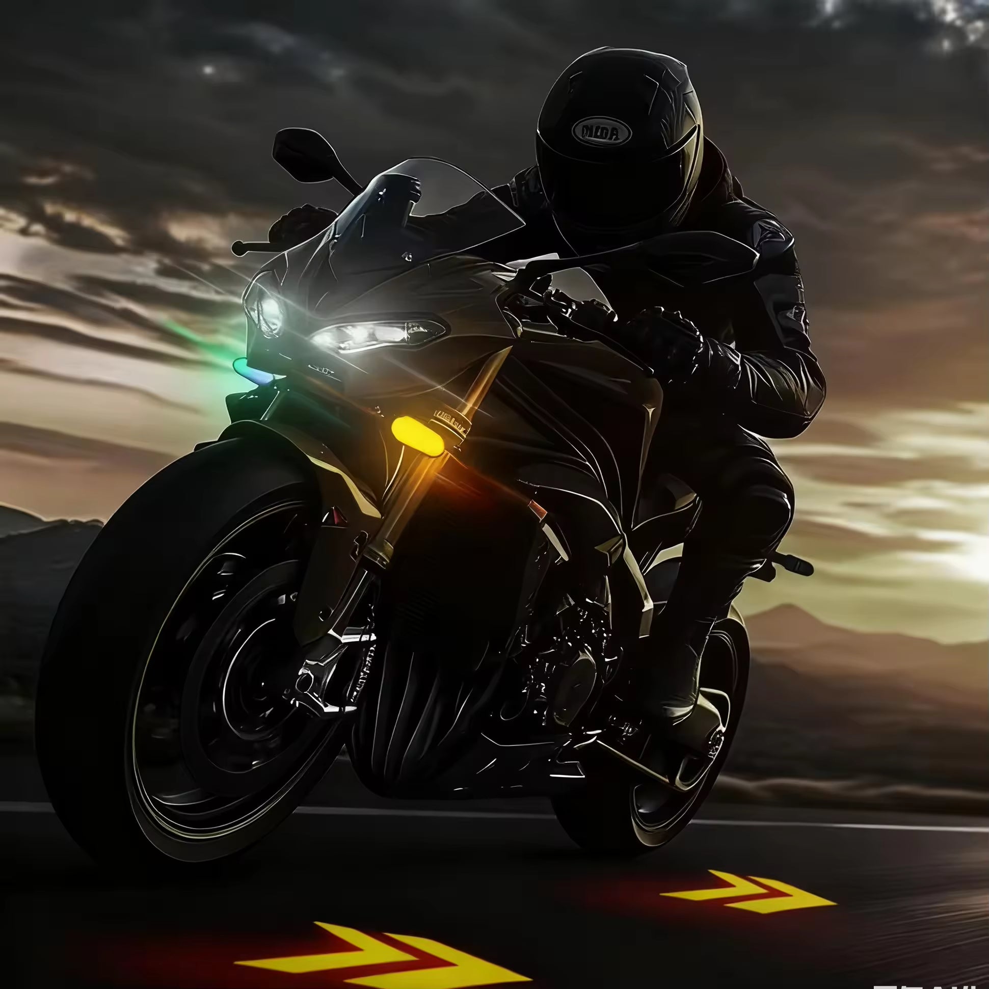 Motorcycle RGB Turn Signal Amber Blink Projector Indicator Lamp Electric Motorcycle Accessories Cornering Signal Tail Light