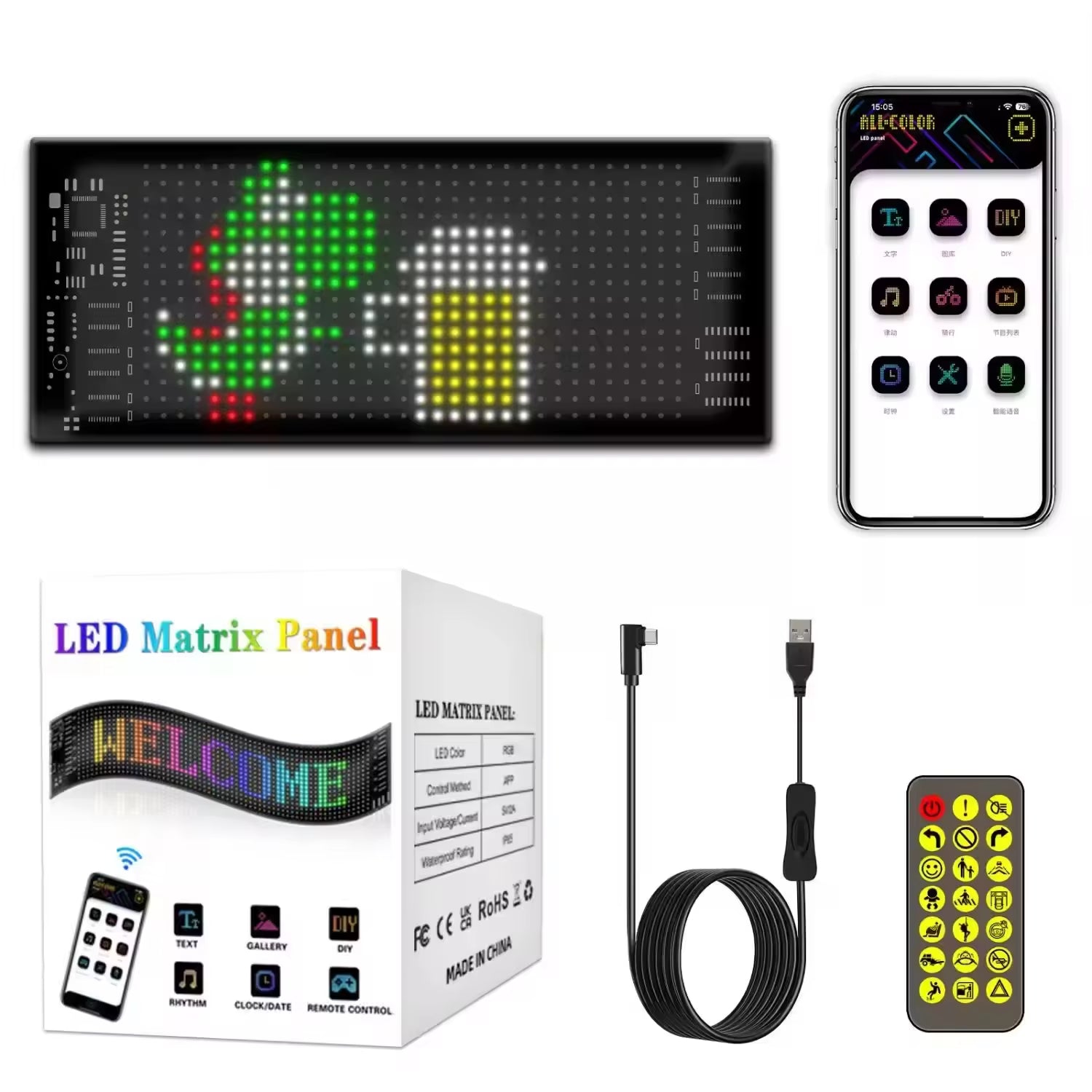New Car Led Eyes for Cars Matrix Pixel Panel Car Display Scrolling LED RGB Remote APP Control Flexible Pattern Devil Eyes Light