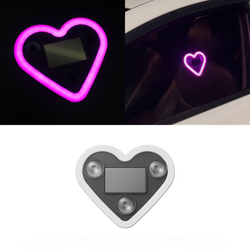 BRAD Automotive Solar Car Interior Heart-shaped LED Atmosphere Lamp Glowing Window Decoration Universal Fit New 12-Month
