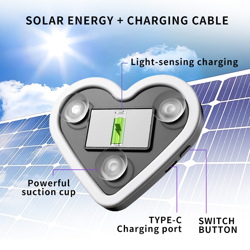 BRAD Automotive Solar Car Interior Heart-shaped LED Atmosphere Lamp Glowing Window Decoration Universal Fit New 12-Month