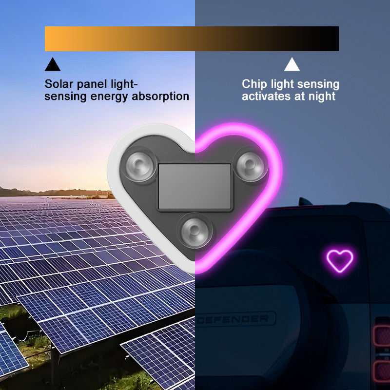 BRAD Automotive Solar Car Interior Heart-shaped LED Atmosphere Lamp Glowing Window Decoration Universal Fit New 12-Month