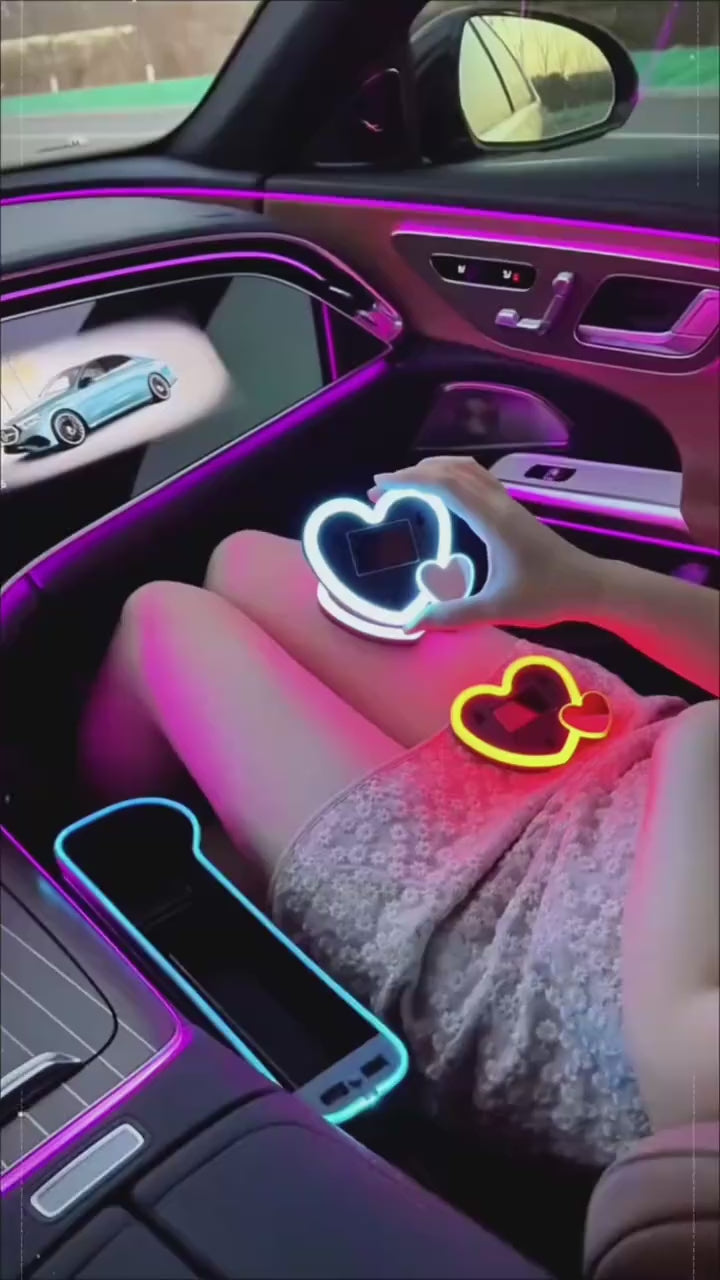 Car Solar-powered Heart-shaped LED Atmosphere Lights for Interior Decoration - Heart-shaped Neon Decorative Lights